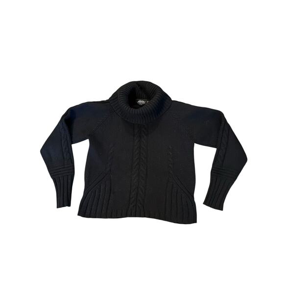 VTG Icelandic Design Black Silk Angora Cable Knit Turtleneck Sweater – Size M - Picture 1 of 6